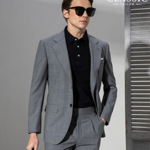 Bộ vest màu xám trơn hiện đại