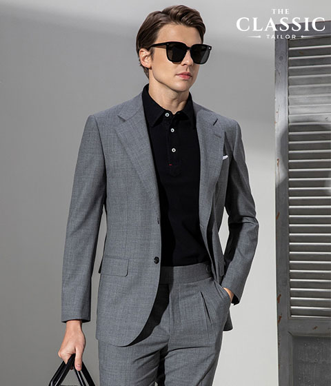 Bộ vest màu xám trơn hiện đại